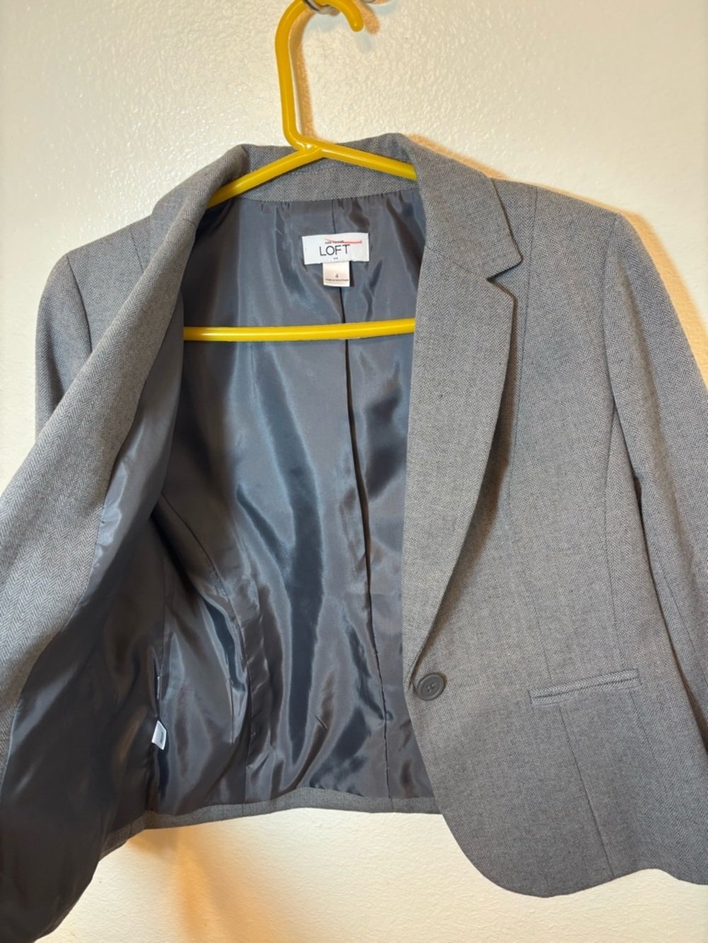 LOFT Gray Tailored One-Button minimalist business Blazer - Picture 7 of 7